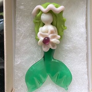 OOAK Hand blown Mermaid Pendant